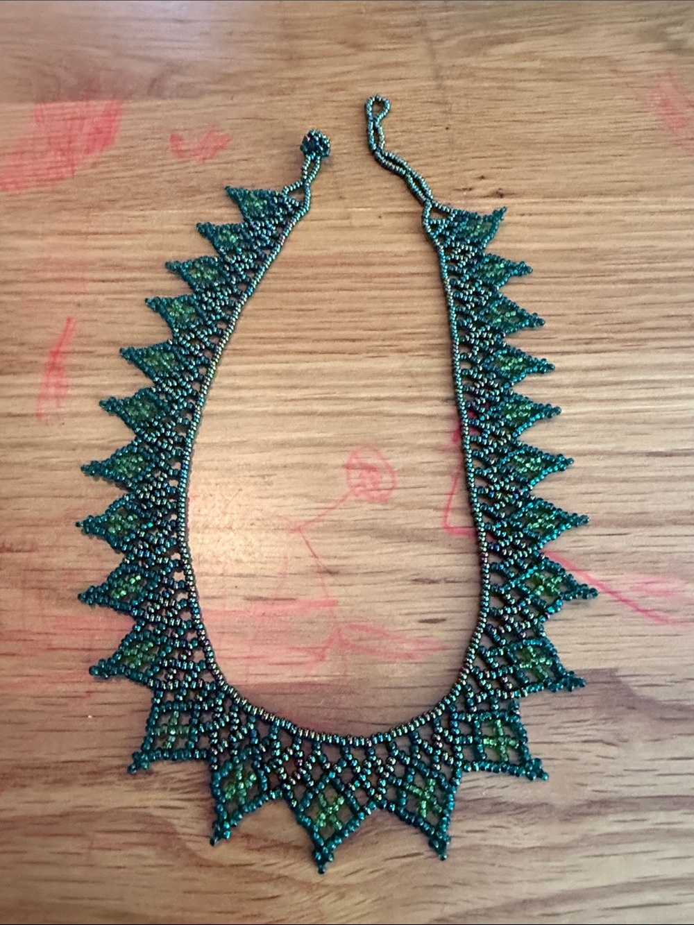 Handcrafted Green Beaded Statement Necklace - Elegant Festival Collar